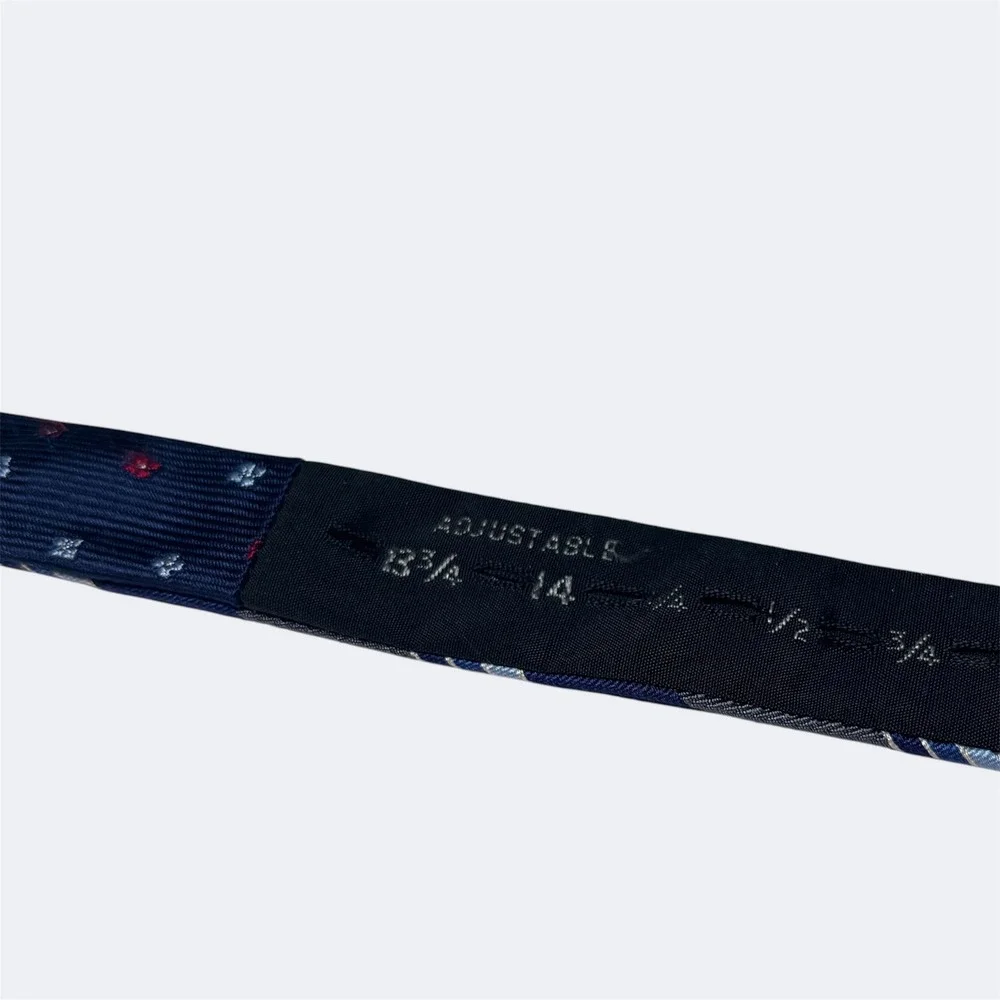 Brooks Brothers Silk Reversible Bow Tie Navy Blue Striped Fleece‎ Logo USA Made